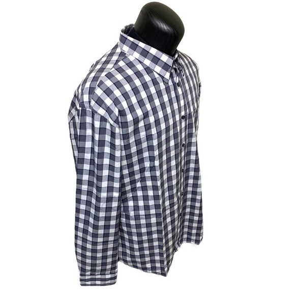HAGGAR Minimalist Black White Check Casual Button Down Shirt Relax Fit Size 2XL - Picture 2 of 9